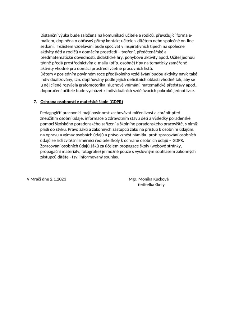 školní řád mateřské školy MiniSvět