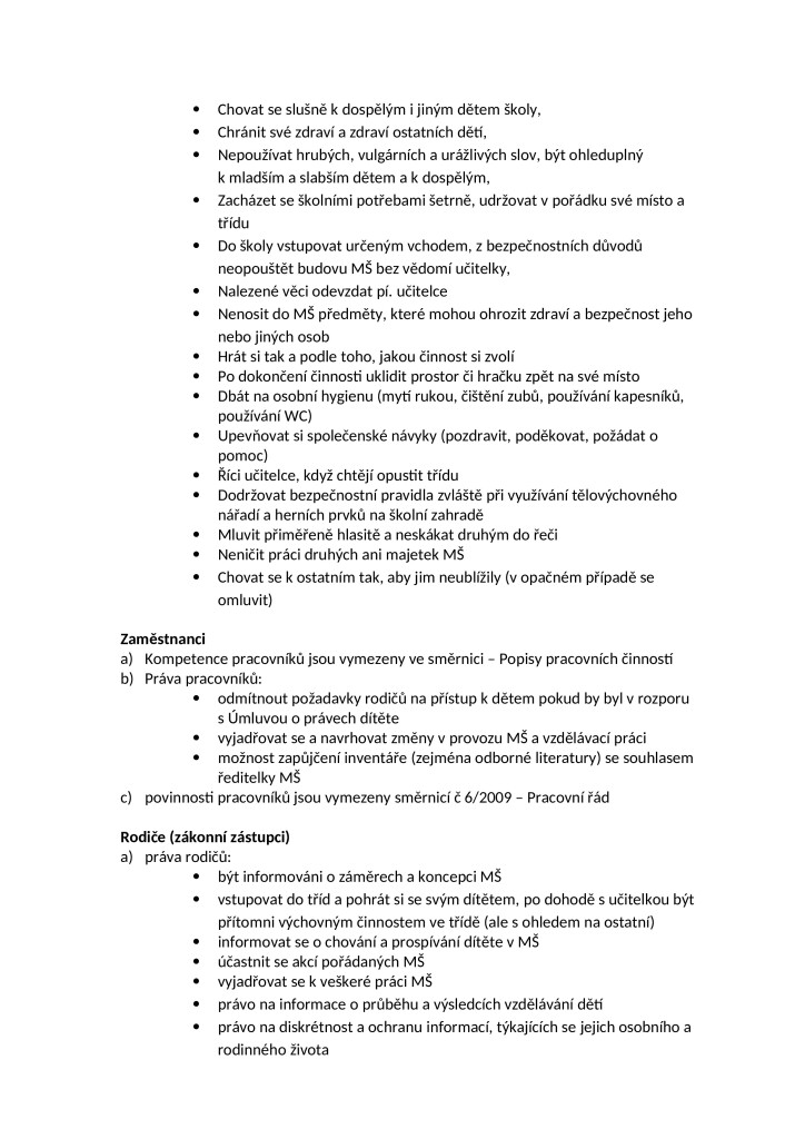 školní řád mateřské školy MiniSvět