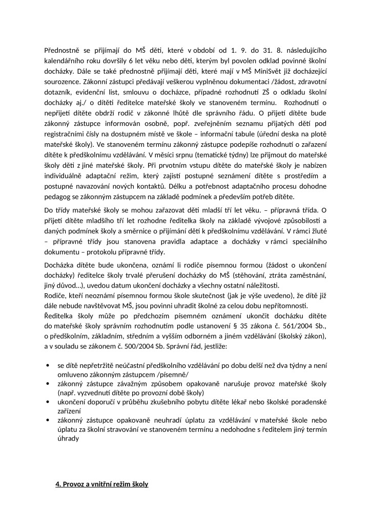 školní řád mateřské školy MiniSvět