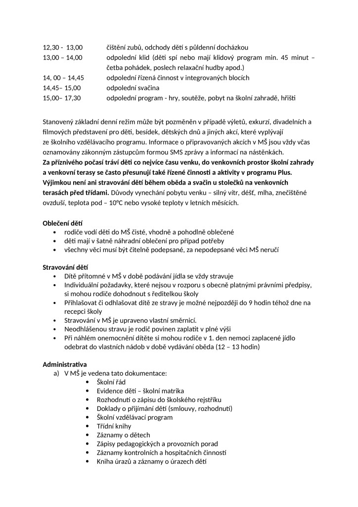 školní řád mateřské školy MiniSvět